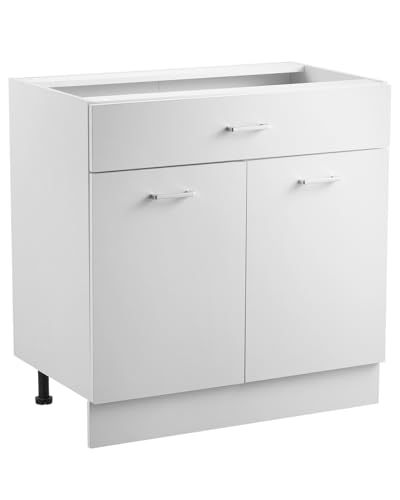 VEVOR Meuble Bas Cuisine avec Tiroirs, Placard de Cuisine Non Assemblée, Armoire de Base Prête à Assembler 80x47,5x81,6 cm, avec Glissières de Tiroir à Fermeture...