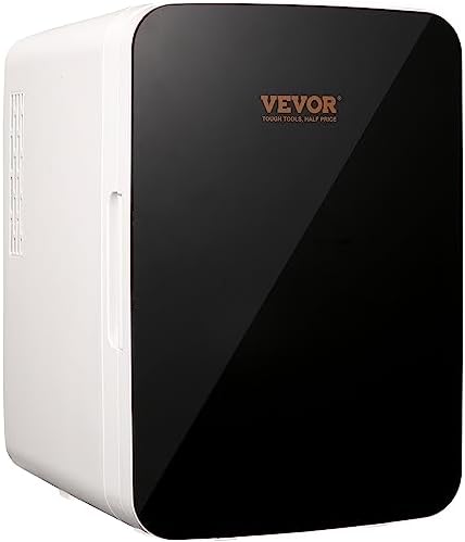 VEVOR Mini Fridge for Bedroom 10 Liter/12 Can Portable Refrigerator, Luxury Small Beverage Cooling for Skincare Food Breast Milk Chill AC/DC Cooler Warmer for Office Dorm Car, Black