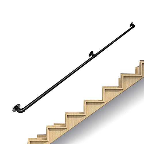 Garde-corps de support mural en fer forgé noir, rampe d'escalier premium de 4ft