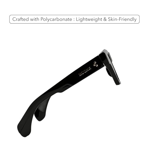 Image of MOONX Hydra S1 UV Protected Rectangular Sunglasses for Men & Women | Black PC Frame | Black Lens | Stylish Unisex Eyewear for Driving, Travel & Casual Outings