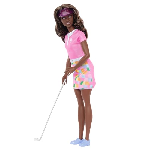 Barbie golfista con vestido rosa y accesorio de golf miniatura 5