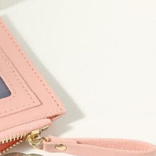 Handbags for women Wallets Zipper Leather Purse Mini Key Chain Small Wallet Multi-card Bit Card Holder (Pink)2