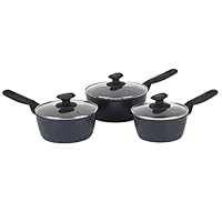 Progress BW11022EU7 AeroTech 3 Piece Saucepan Set, 16/18/20 cm Pans, Corrosion Resistant, Forged Aluminium, Non-Stick, PFOA Free, Soft-Touch Handles, for All Hobs, Dishwasher/Metal Utensil Safe, Navy