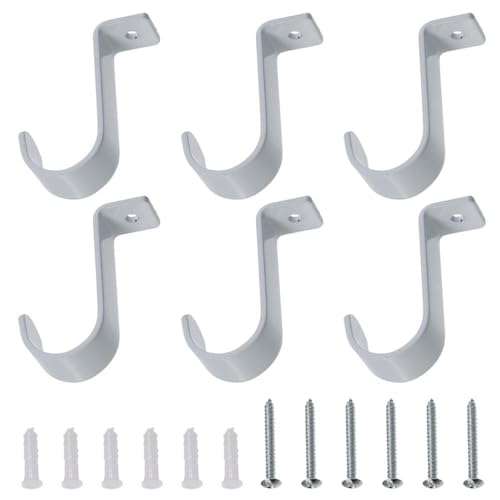 gifthub 6 Pcs Ceiling Mount Curtain Rod Brackets, Multi-Purpose Strong Bearing Capacity Heavy Duty Curtain Hangers Fit for 1 Inch Rod Brackets for Bedroom Living Room(White)