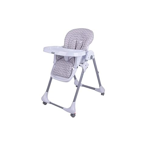 Babyco Snack n Munch Baby High Chair , Reclining Highchair, Foldable, with Adjustable Height, Footrest, Detachable Feeding Tray from 6 Month to 3 Years, Grey Wave Cover