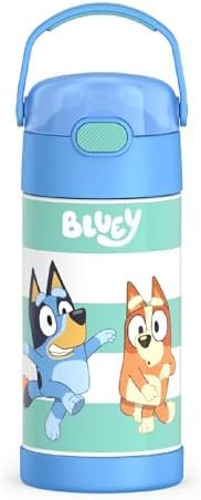 Image of THERMOS FUNTAINER Water Bottle with Straw - 12 Ounce - Kids Stainless Steel Vacuum Insulated Water Bottle with Lid,Bluey,(Pack of 6)