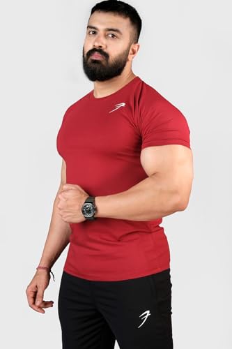 Image of FUAARK Men's Solid Slim Fit Sports Gym T-Shirt