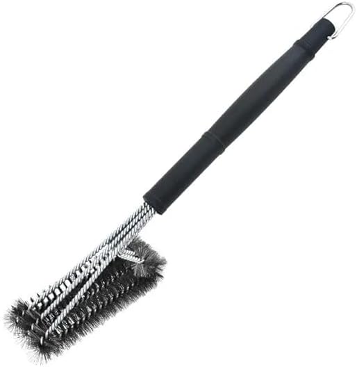 Ultimate 3 in 1 Stainless Steel BBQ Grill Brush Heavy Duty Barbecue Grate Cleaner for Gas Charcoal and Electric Grills with Reinforced Long Heat Resistant Handle