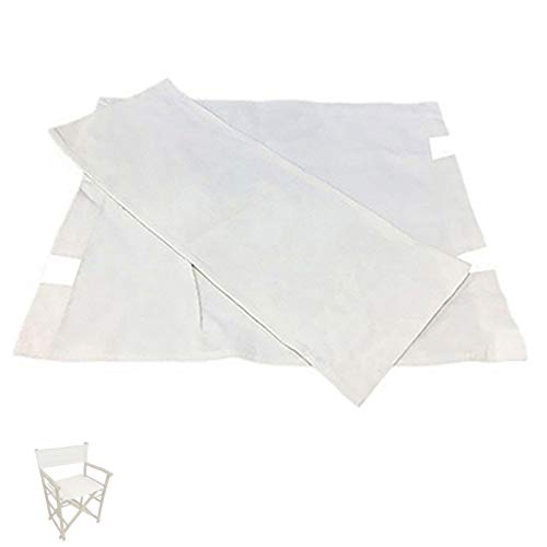 6 Set Replacement Cover Canvas Directors Chair, For Straight Foot Bamboo Chair Director Chair Cloth Cover (White) #TOP2