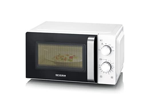 SEVERIN Microonde Solo, forno a microonde per scongelare e riscaldare, forno a microonde con piatto girevole per una distribuzione uniforme del calore, bianco/nero, MW 7885