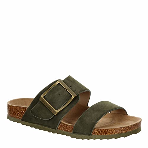 Women's Faux Leather Slip-On Two Strap Cork Bed Sandal