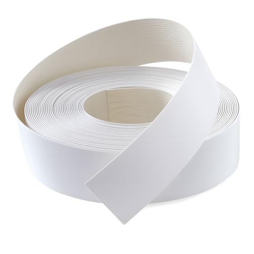 Image of PVC Edge Banding 2 inch x 50ft Veneer Edge Banding White with Hot Melt Adhesive Pre - glued Iron on Edging Tape Trim for Cabinet Plywood Repairs and Furniture Restoration