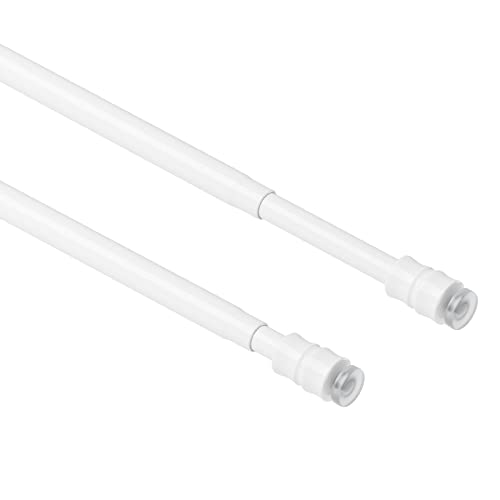 TYRON 2Pcs Thin Spring Tension Rod 18 to 28 Inches 3/8 in. Diameter Adjustable Skinny Tiny Tension Curtain Rod No Drilling Window Sash Tension Rods (White)