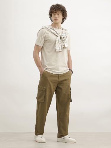 Image of WROGN Men's Cotton Trousers | Solid Design | Loose Fit