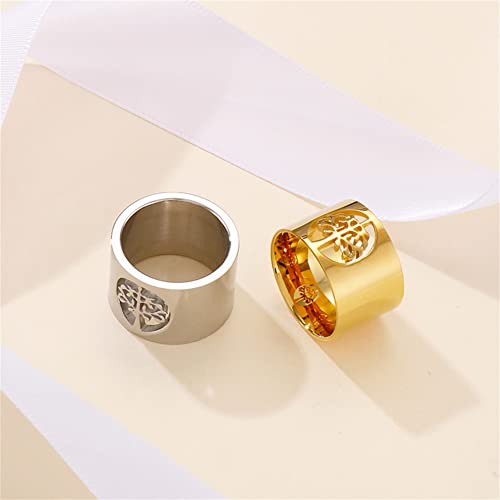 HIJONES Women's Stainless Steel Hollow Tree of Life Ring Simple Wedding Engagement Band for2