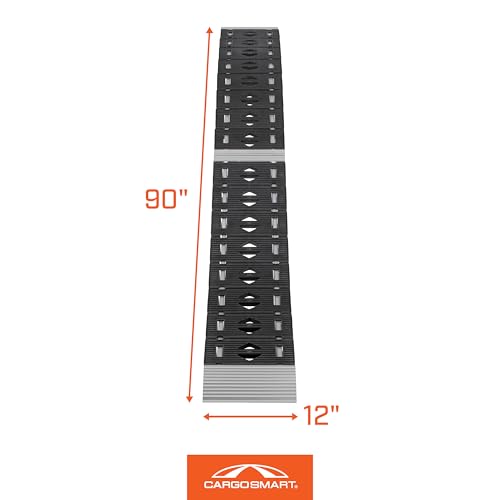 CARGOSMART 3086, Hybrid S-Curve Centerfold Ramp, For Use Easily And Safely Loading & Unloading Lawn Equipment, Motorcycles, ATVs, 750 Lb Per Ramp Capacity, Black, 1-Pack