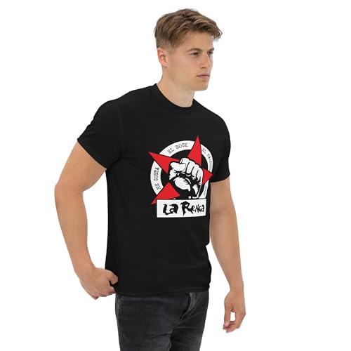 La Renga. Buenos Aires, Argentina. Banda de Rock. Camiseta de Algodon 100%, Estampado (DTG) en Frente y Espalda. Corte Unisex. CAM2616. (FR/ES, Letras, L, Regular, Regular, Negra)
