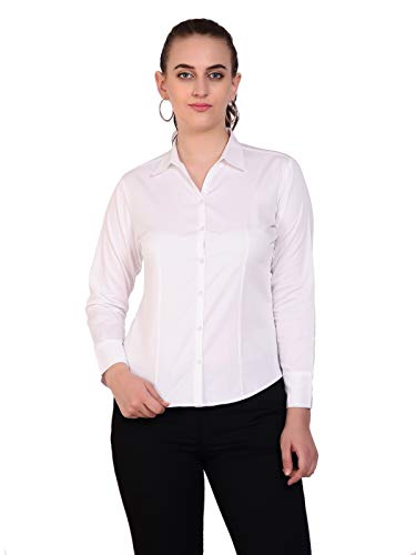 ZX3 Women's Cotton-201 Slim Fit Formal/Casual Shirts(White_S