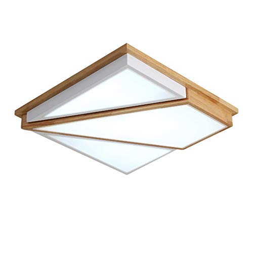 Sheen Lámpara De Techo Led 20w, Montaje Empotrado Madera Acrílico Plafón Lámpara 16" Dormitorio Salón Pasillo Pasillo-42x42x8cm Luz Cálida