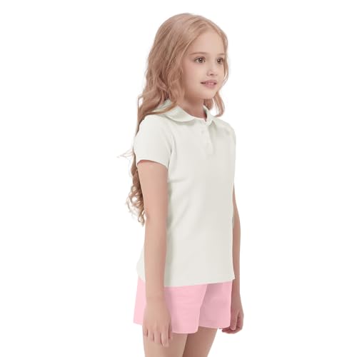 Image of 4 Pack Cotton Girls Polo Shirt Slim Fit for School Uniform Kids Youth Tops