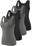 Vislivin Womens Supersoft Vest Tops Stretch Casual Tank Tops 4 Pack Black/Dark Gray/Black/Dark Gray L