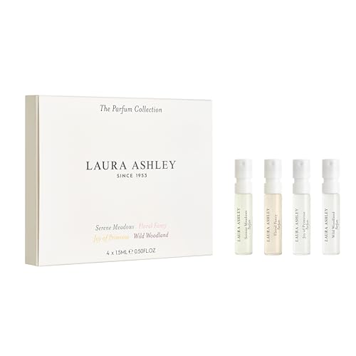 Image of Laura Ashley Discovery Set, 4 x 1.5ml Eau de Parfum Collection, Wild Woodland, Serene Meadows, Floral Fancy & Joy of Primrose Floral Perfume for Women - Womens Perfume Made in the UK
