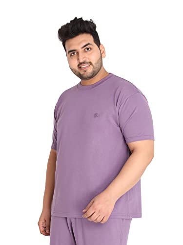 Image of CHKOKKO Men's Plus Size Terry Cotton Loose Fit Half Sleeves T-Shirt