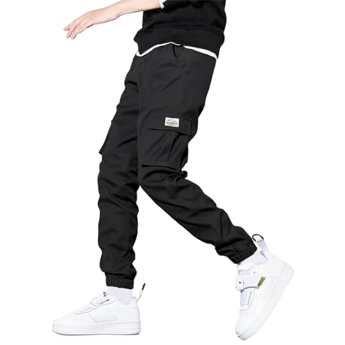 HOTake Men's Casual Cargo Pants Elastic Waist Drawstring Tapered Pants for Men Joggers Hiking Pants with Multi Pockets