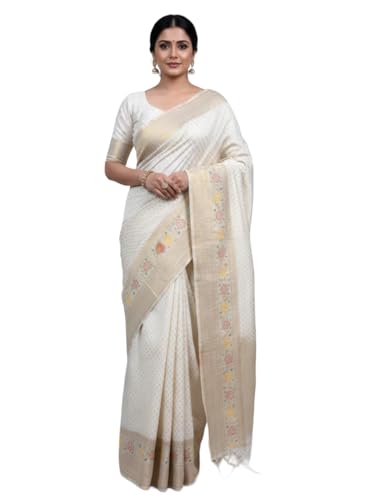 Image of Kanjivaram Silk Saree for Women - Handloom Floral Weaving, Contrast Border, Heavy Gold Zari Rich Pallu, Traditional Designer Wedding & Festive Saree with Blouse Piece