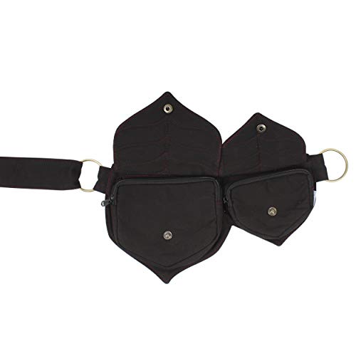 Image of Cotton two Leaf Pocket Waist Belt-Black