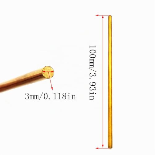 Tige Laiton 3mm, HERKINDNESS 12 Pièces Barre Laiton 3mm, Tige Ronde en Laiton Solides pour RC Modèle et DIY, avec un Tube de Stockage Transparent – vue 3