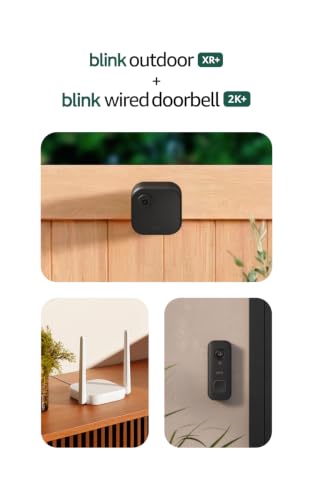 Image of Blink Outdoor XR+ and Wired Doorbell 2K+ - Extended range wireless Outdoor 4 camera and 2K hardwired doorbell. Sync Module XR+ included - 6 camera system + doorbell