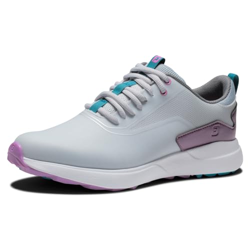FootJoy Women's FJ Performa Previous Season Style Golf Shoe, Grey/Purple, 7.5