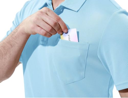 Image of Rdruko Men's Polo Shirts Short Sleeve Quick Dry Outdoor Golf Sports Shirts with Pocket