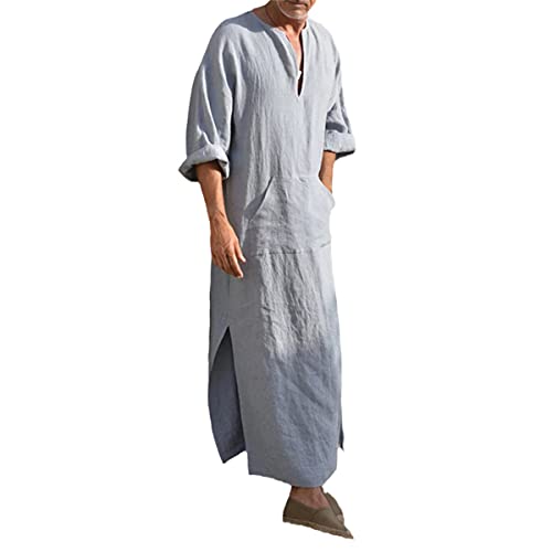 Robe de hijab arabe traditionnelle et Jubba Thobe bleu XXXL pour homme musulman