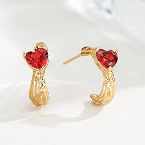 FETTERO Gold Hoop Earrings for Women, 14K Gold Plated Open C Shape Hoops Lightweight Chunky Gold Earrings, Hypoallergenic Gold Earrings for Women Ear Piercing Jewelry Gifts