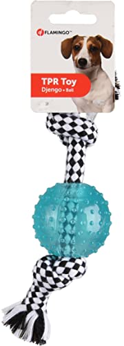 Flamingo F DJENGO Dog Toy Rope with TPR Ball, Blue, 23 cm, Do not use it - Image 2