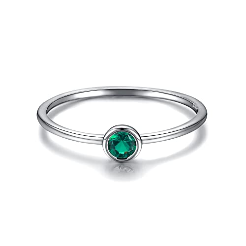 Simple Birthstone Rings For Women Girls Jewelry 925 Sterling Silver Colorful Cubic Zirconia Stackable Promise Ring For Her (May, 7) #TOP9