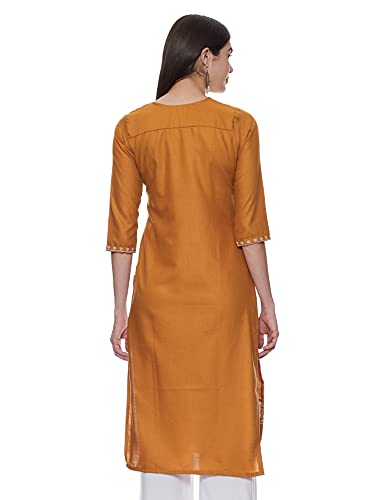 Image of Shiv Textiles Women's Cotton Regular Fit Fashion Kurti (Nikall Gold M)