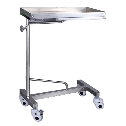 Yqyc Móvil Mayo Soporte Carretilla de Acero Inoxidable, Altura Ajustable de 90 a 140 cm, para SPA, Salón, Clínica y Cuidado Personal(60x40x(90-140) cm)