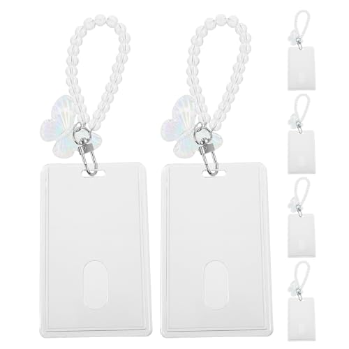 Porta credenciales de PVC resistente con llavero de bolas para uso diario, 6 uds