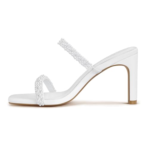 Image of Carcuume Women's Square Toe Two Strap Open Toe Block Heels Sandals Slip On Shoes