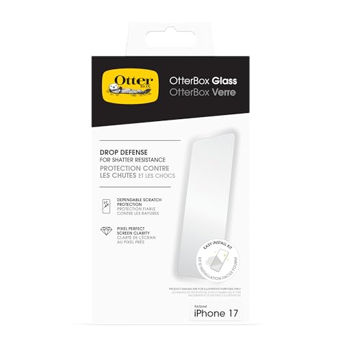OtterBox iPhone 17 Glass Screen Protector - Shatter Resistant Scratch & Smudge - Proof Glass Screen Protector for iPhone