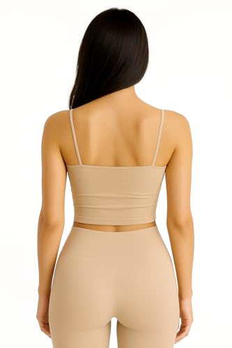 Image of Women's Lightly Padded Spaghetti Strap Crop Top - Smooth & Stretchable Everyday Wear