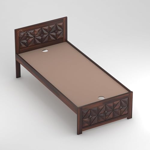 Image of Solid Sheesham Wood Bed 6.5X3 Single Bed Without Storage for Bedroom - Single Cot Wooden BedSingle Size for Living Room Guest Room - 12 Month Warranty (Asher Walnut)