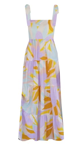 Image of kinstell Women's Summer Boho Spaghetti Strap Square Neck Ruffle Casual Flowy Long Dress Beach Swing Party Maxi Dress