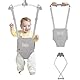 FUNLIO 2-in-1 Baby-Türspringer mit Türklemme und Laufgurt für 6-24 Monate. Stabiler Sprungmechanismus mit verstellbarem Gurt, einfach zu montieren und zu verstauen - Grau