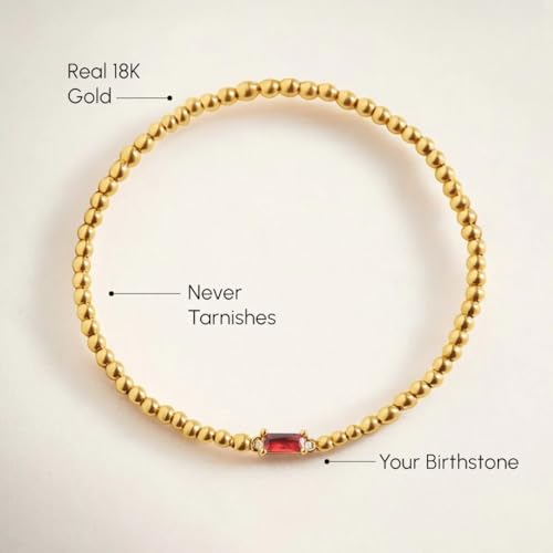 Mint & Lily Gold Beaded Birthstone Bracelets for Women – 18k Gold Plated Stainless Steel Bracelet, Never Fades or Tarnishes3