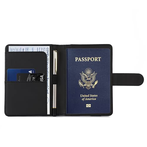 Image of Melsbrinna Premium Leather Passport Holder Covers Case, Waterproof Rfid Blocking Travel Wallet Passport Holder with Pen Holder, Cute Passport Book for Women /Men