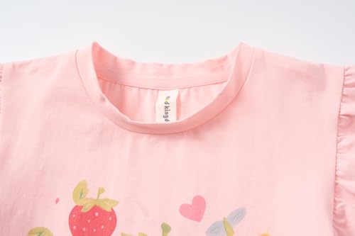 Image of Mud Kingdom Toddler Little Girls T-Shirts Colorful Love Heart Printing Ruffle Sleeve Valentine's Day Tees Casual Summer